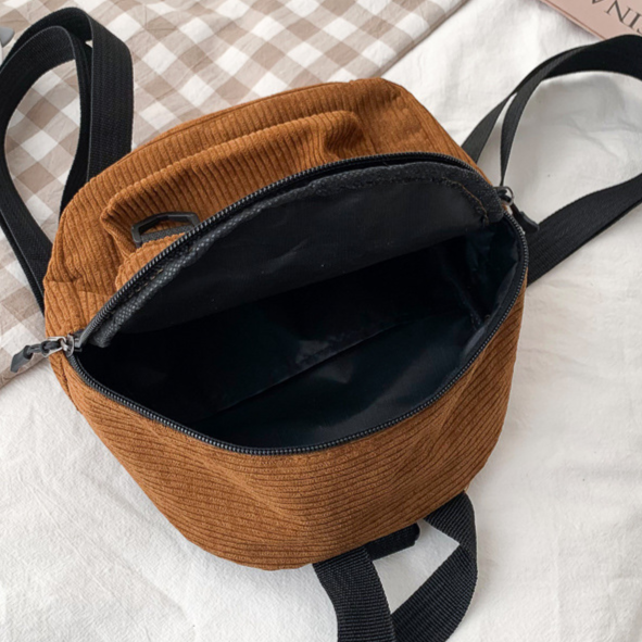 Striped Corduroy Mini Backpack