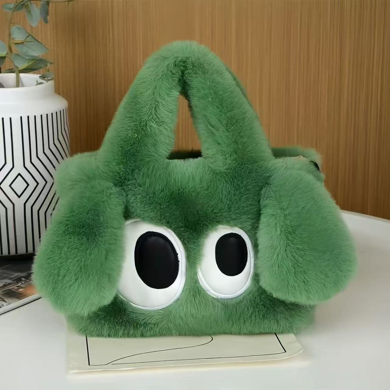 Plush Cartoon Crossbody Bag with Chain Strap