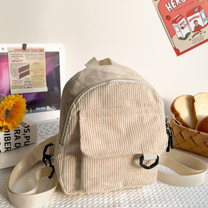Striped Corduroy Mini Backpack