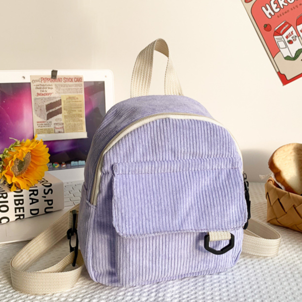 Striped Corduroy Mini Backpack