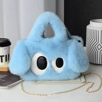 Plush Cartoon Crossbody Bag with Chain Strap